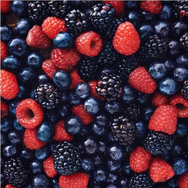 Raspberries, Blueberries and blackberries