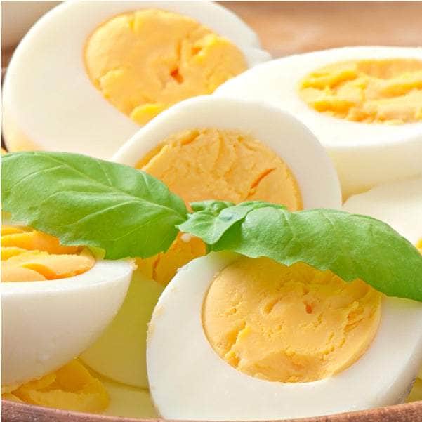 hard boiled eggs cut in half