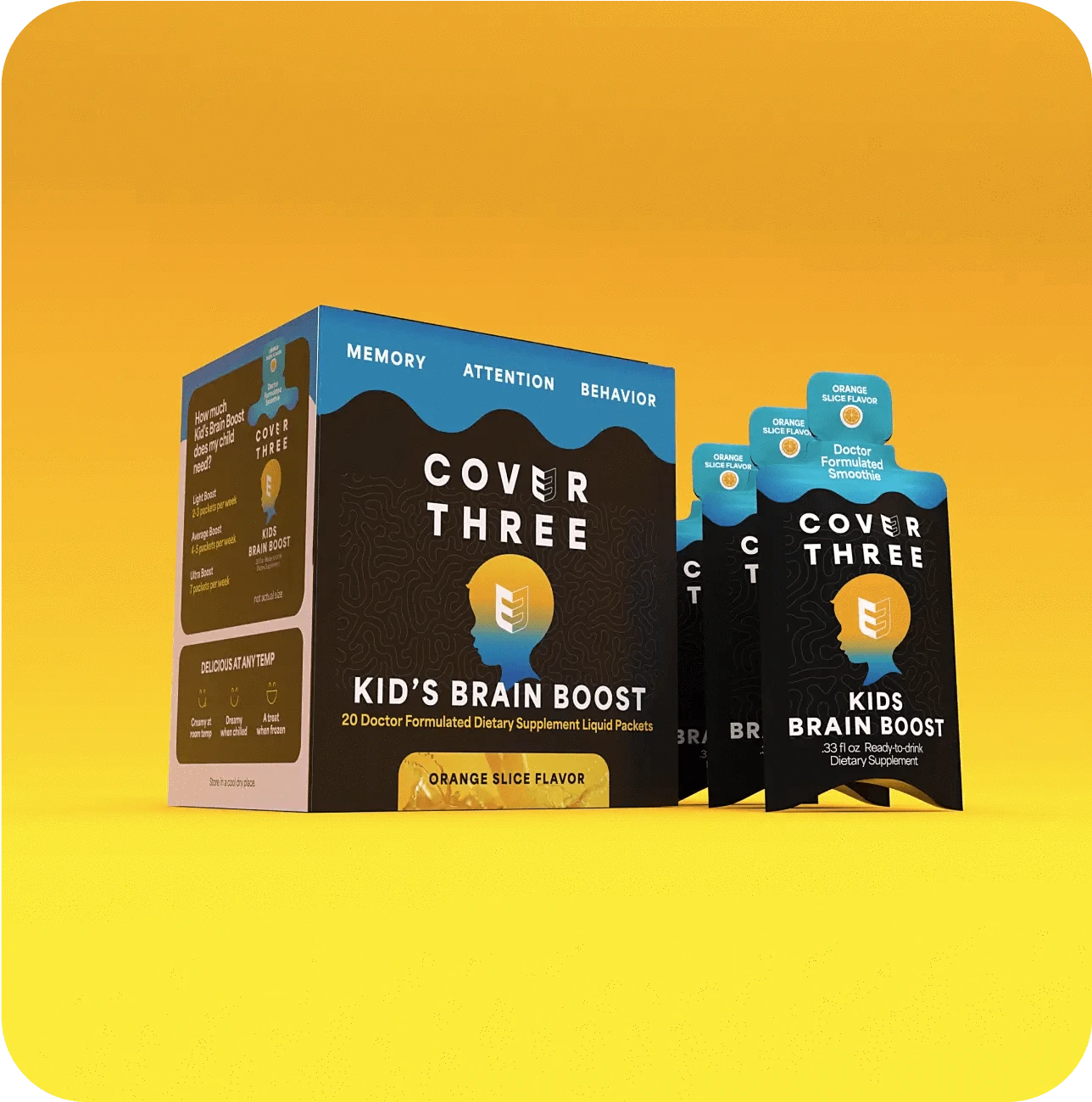 CoverThree Kids Brain Boost Products Packaging