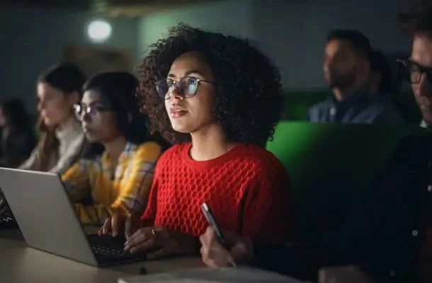 A lady focusing on work