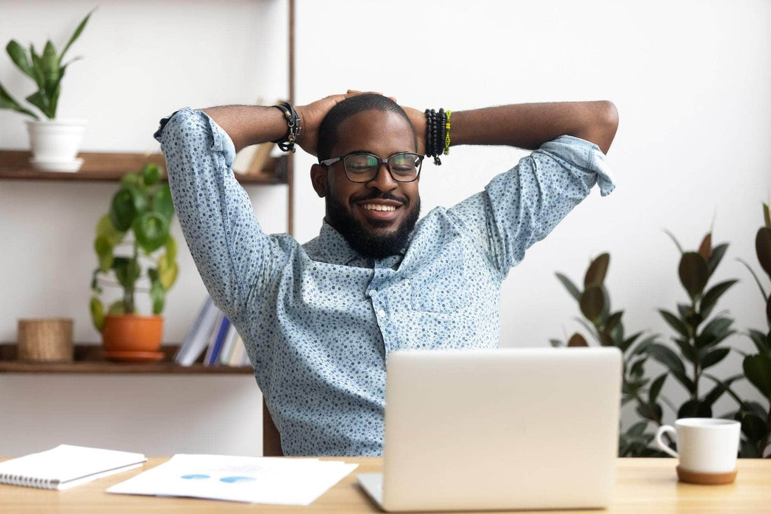 A man relaxing at work
